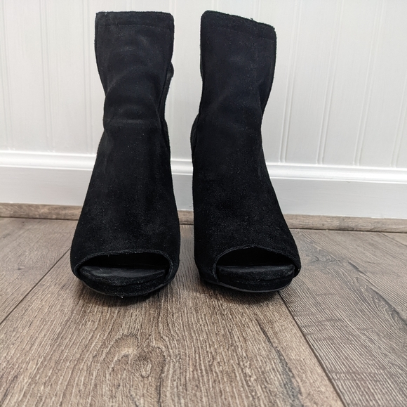 Jeffrey Campbell Black Suede Leather Heeled Open Toe Boot Booties Shoes Size 8 - Picture 8 of 8